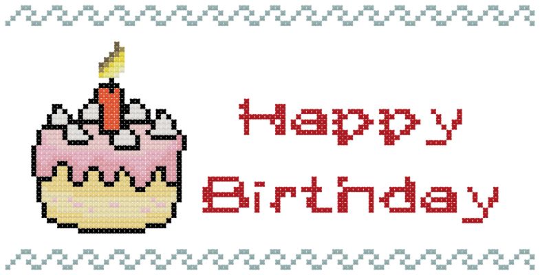 Free Cross Stitch Pattern - Happy Birthday