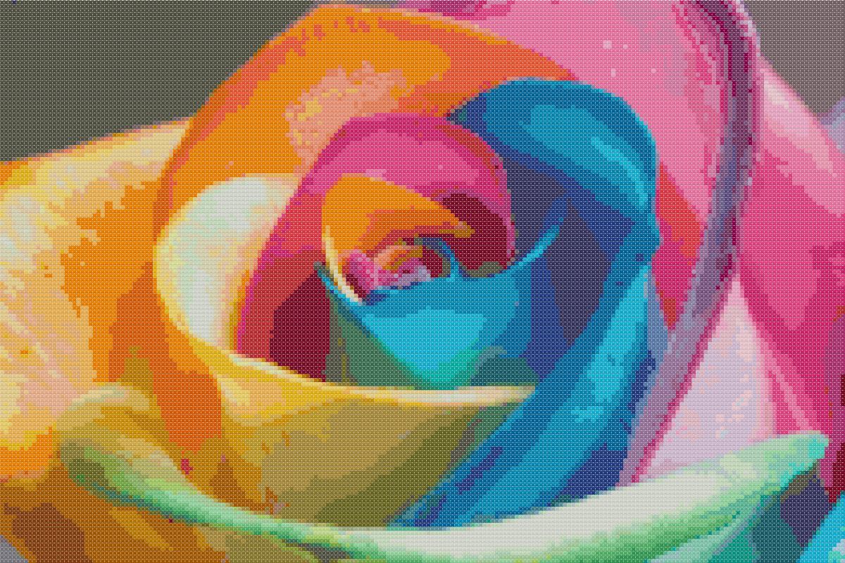Free Cross Stitch Pattern - Rainbow Rose
