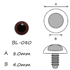 8mm Brown Crystal Plastic Eyes