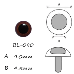 9mm Brown Crystal Plastic Eyes(Straight foot)