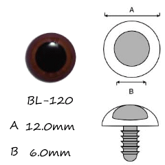 12mm Brown Crystal Plastic Eyes
