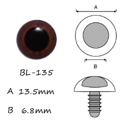 13.5mm Brown Crystal Plastic Eyes