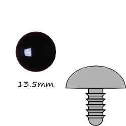 黑色圓形塑膠公仔眼13.5mm (螺絲腳)