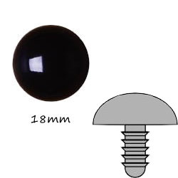 黑色圓形塑膠公仔眼18mm (螺絲腳)
