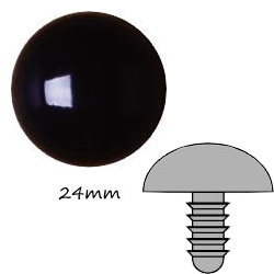 黑色圓形塑膠公仔眼24mm (螺絲腳)