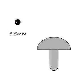 黑色圓形塑膠公仔眼 3.5mm (直腳)