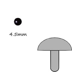 黑色圓形塑膠公仔眼 4.5mm (直腳)