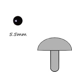 黑色圓形塑膠公仔眼 5.5mm (直腳)