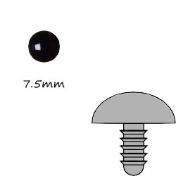 黑色圓形塑膠公仔眼 7.5mm (螺絲腳)