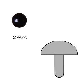 黑色圓形塑膠公仔眼 8mm (直腳)